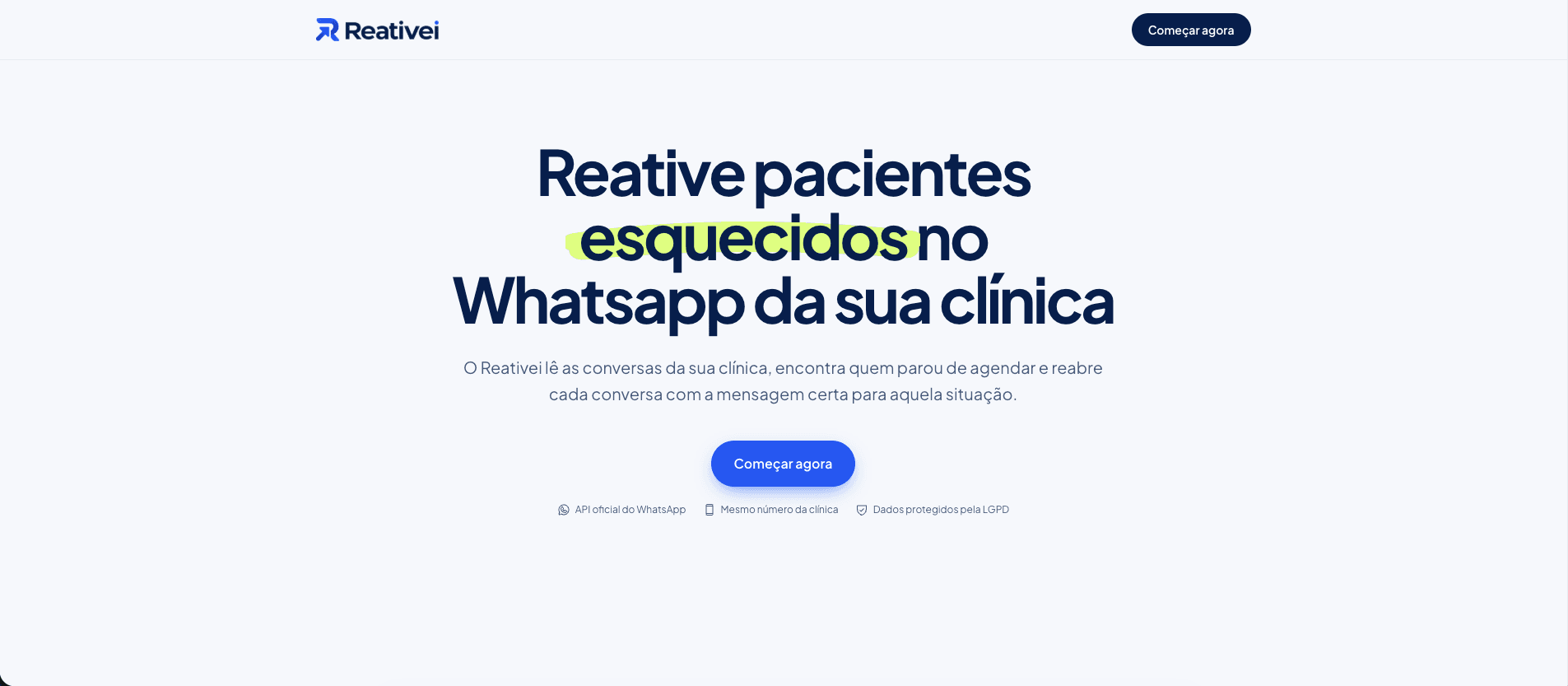 Tela do projeto Reativei